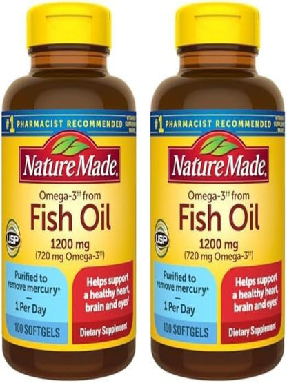 Nature Made Burp Less Ultra Omega 3 Fish Oil Supplements, 1400mg Fish Oil Omega 3 Supplements as Ethyl Esters for Healthy Heart Brain Eyes Support, One Per Day, 90 Softgels - Nirvana Guru