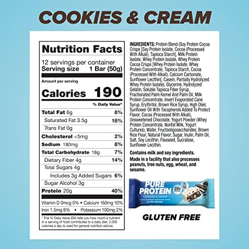 Pure Protein Bars, High Protein, Nutritious Snacks to Support Energy, Low Sugar, Gluten Free, Chocolate Deluxe, 1.76 oz., 12 Count(Pack of 1) (Packaging may vary)