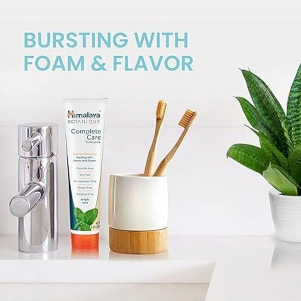 Himalaya Botanique Complete Care Toothpaste, Variety Pack - Fluoride Free Toothpaste for Clean Teeth & Fresh Breath - Vegan, Gluten Free, No Artificial Flavors, 5.29 oz (Pack of 4) - Nirvana Guru