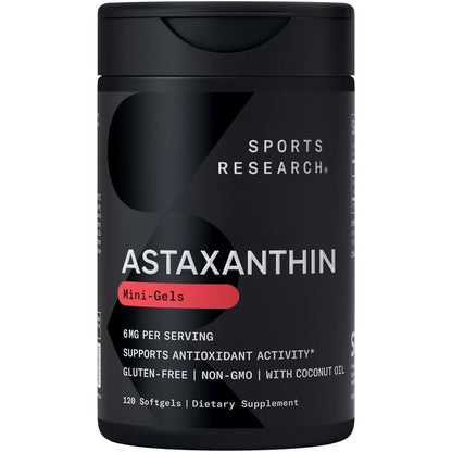 Sports Research Triple Strength Astaxanthin 12mg with Organic Coconut Oil - Antioxidant Supplement, Non-GMO Verified & Gluten Free - 60 Softgels - Nirvana Guru