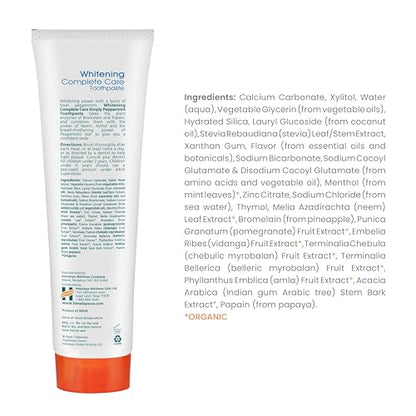 Himalaya Botanique Whitening Complete Care Toothpaste, Teeth Whitening, Fights Plaque, Fluoride Free, No Artificial Flavors, SLS Free, Cruelty Free, Foaming, Simply Mint Flavor, 5.29 Oz, 2 Pack - Nirvana Guru