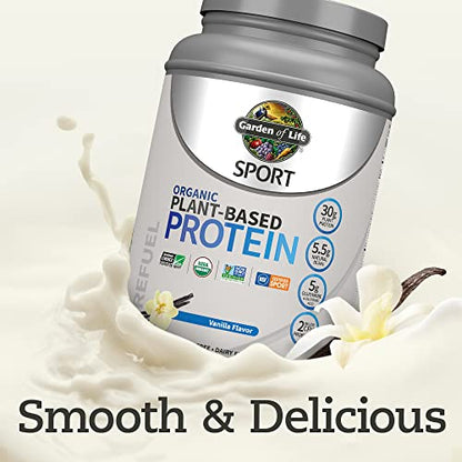 Organic Vegan Chocolate Protein Powder with Probiotics, BCAAs, 30g Plant Protein, NSF Certified, Gluten Free & Sport, Non GMO, Garden of Life Sport Protein Powder - 19 Servings - Nirvana Guru