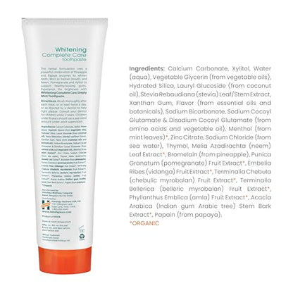 Himalaya Botanique Whitening Complete Care Toothpaste, Teeth Whitening, Fights Plaque, Fluoride Free, No Artificial Flavors, SLS Free, Cruelty Free, Foaming, Simply Mint Flavor, 5.29 Oz, 2 Pack - Nirvana Guru