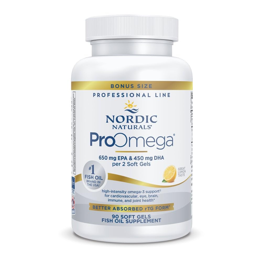 Nordic Naturals ProOmega, Lemon Flavor - 180 Soft Gels - 1280 mg Omega-3 - High-Potency Fish Oil with EPA & DHA - Promotes Brain, Eye, Heart, & Immune Health - Non-GMO - 90 Servings - Nirvana Guru