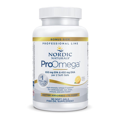 Nordic Naturals ProOmega, Lemon Flavor - 180 Soft Gels - 1280 mg Omega-3 - High-Potency Fish Oil with EPA & DHA - Promotes Brain, Eye, Heart, & Immune Health - Non-GMO - 90 Servings - Nirvana Guru