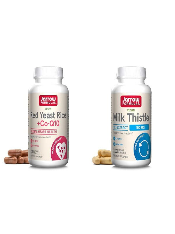 Jarrow Formulas Red Yeast Rice 1200 mg & Co-Q10 100 mg Per Serving - 120 Veggie Caps - 60 Servings - Herbal Heart Health Dietary Supplement - Supports Cardiovascular & Heart Health - Vegan - Nirvana Guru