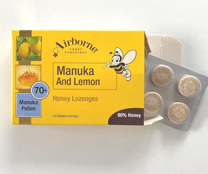 Airborne (New Zealand) Manuka Honey and Lemon Lozenges (16 x 0.1oz) Nirvana Guru