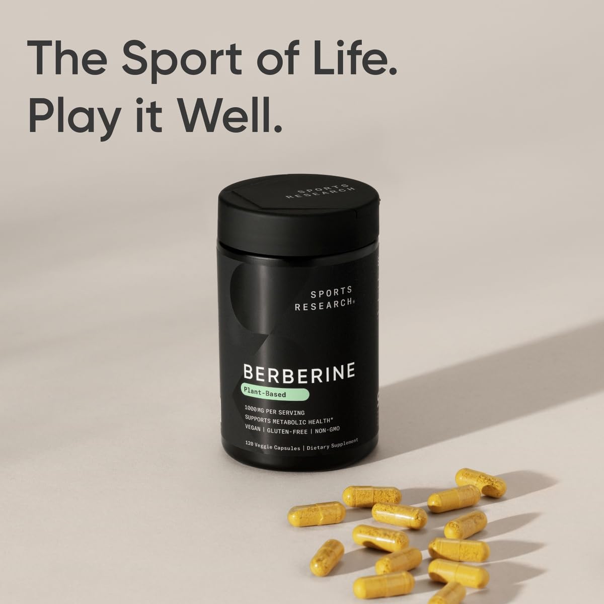 Sports Research Berberine - Herbal Ayurvedic Metabolic Health Support - 500 mg - 60 Capsules - Vegan Certified, Gluten-Free, Non-GMO - Nirvana Guru