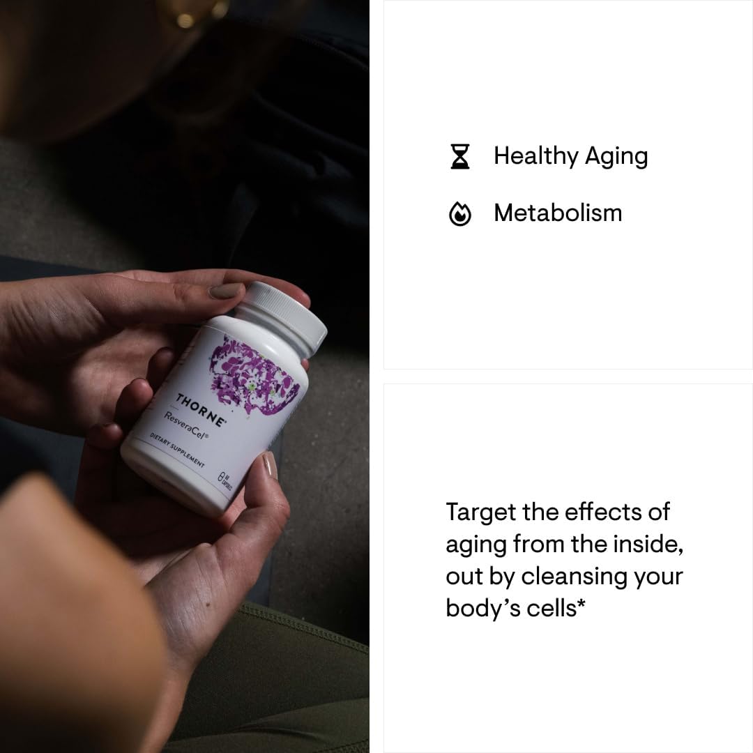 THORNE ResveraCel - Nicotinamide Riboside with Quercetin Phytosome and Resveratrol - Support Healthy Aging, Methylation, Cellular Energy Production and Metabolism* - 60 Capsules - 30 Servings - Nirvana Guru