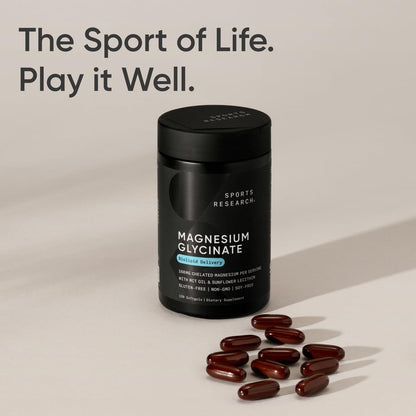 Sports Research® Magnesium Glycinate - Supports Restful Sleep & Enzymatic Processes - 160 mg Chelated Magnesium - Vegan Capsule - 90 Count - Nirvana Guru