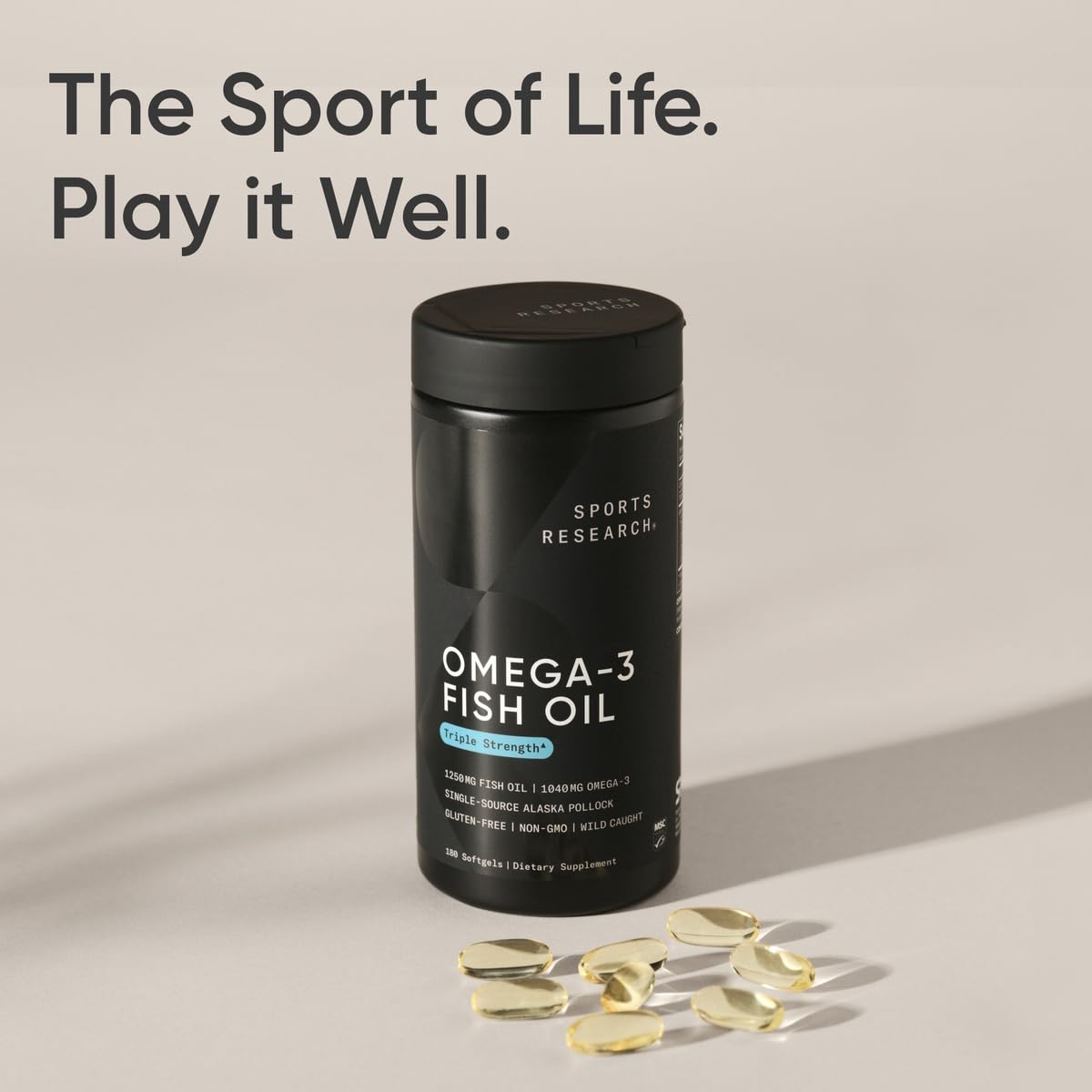 Sports Research Total Omega-3 Fish Oil from Wild Sockeye Salmon, Alaska Pollock, Antarctic Krill, Astaxanthin + Phospholipids & Wax Esters for Absorption | 960mg of EPA & DHA - Fresh Lemon Scent (120 - Nirvana Guru