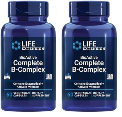 Life Extension BioActive Complete B-Complex, Heart, Brain and Nerve Support, Healthy Energy, Metabolism, Complete B Complex, 60 Vegetarian Capsules Nirvana Guru