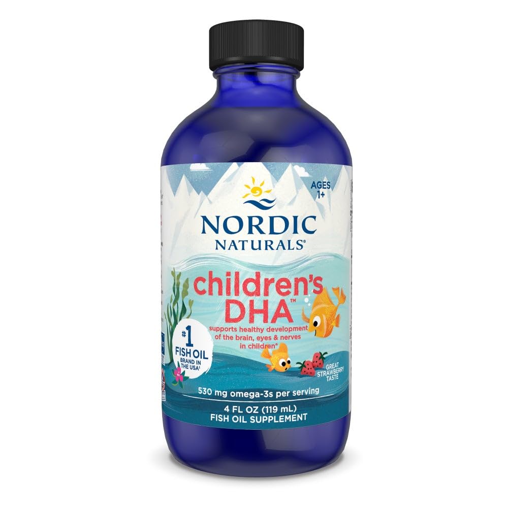 Nordic Naturals Children’s DHA, Strawberry - 16 oz for Kids - 530 mg Omega-3 with EPA & DHA - Brain Development & Function - Non-GMO - 192 Servings - Nirvana Guru