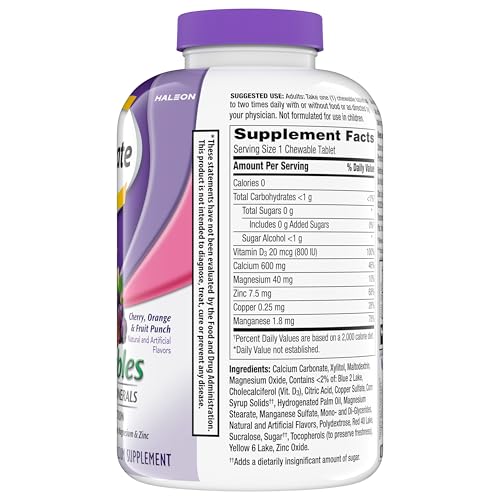 Caltrate Chewables 600 +D3 Plus Minerals Calcium and Vitamin D, Sugar Free, Cherry, Orange and Fruit Punch, 155 count Nirvana Guru