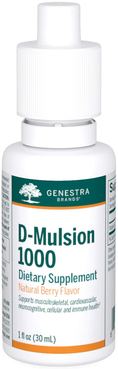 Genestra Brands D-Mulsion 1000 - Liquid Vitamin D Supplement - Natural Lemon Flavor - 1 Fl Oz - Nirvana Guru