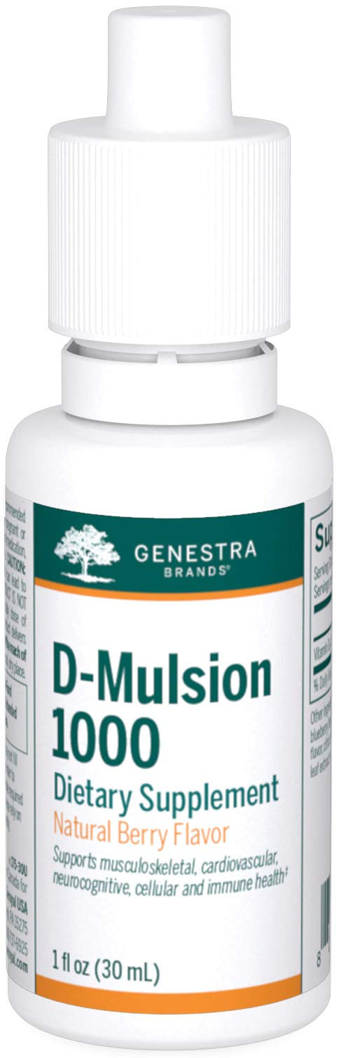 Genestra Brands D-Mulsion 1000 - Liquid Vitamin D Supplement - Natural Lemon Flavor - 1 Fl Oz - Nirvana Guru