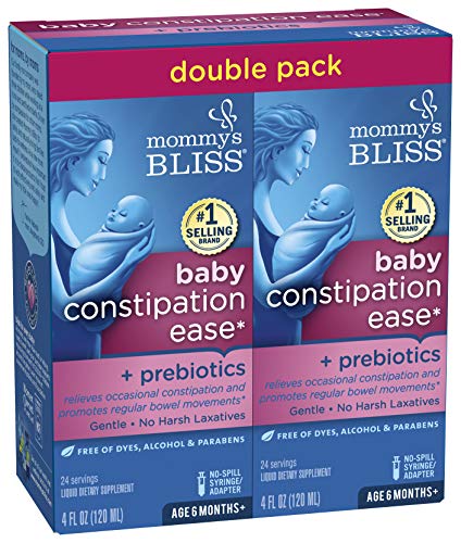 Mommy's Bliss Constipation Ease + Prebiotics, Relieves Occasional Constipation, Gentle & Safe, No Harsh Laxatives, 4 Fl Oz Bottle (Pack of 1) Nirvana Guru