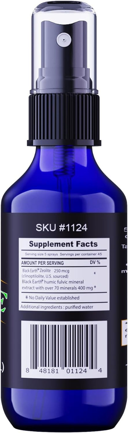 Black Earth Zeolite with Humic Fulvic Acids, Trace Minerals, for Adults and Kids Supports Gut Health, Immune Support, Digestion and Elimination and More 1oz Liquid Pump Spray Supplement Nirvana Guru