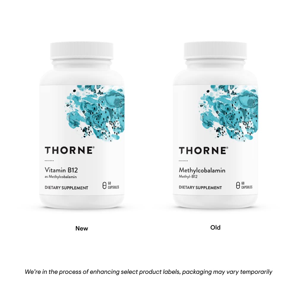 THORNE Vitamin B12 - as Methylcobalamin - Supports Heart & Nerve Health, Blood Cell Function, Healthy Sleep & Methylation* - Gluten, Dairy & Soy-Free - 60 Capsules - Nirvana Guru