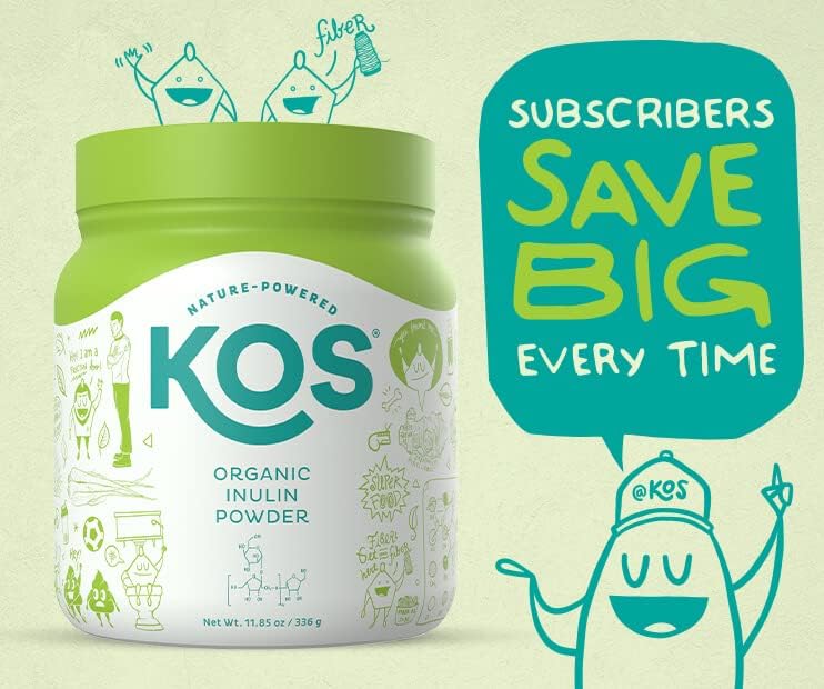 KOS Organic Inulin Powder, Unflavored & Unsweetened Superfood - Vegan Inulin for Prebiotic Intestinal Support, Digestive Health Promoting - USDA Certified, Non-GMO, Soy & Gluten-Free, 112 Servings Bag - Nirvana Guru