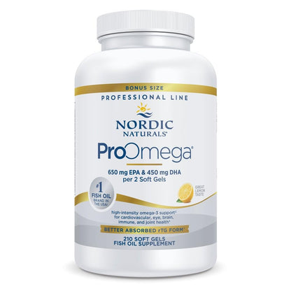 Nordic Naturals ProOmega, Lemon Flavor - 180 Soft Gels - 1280 mg Omega-3 - High-Potency Fish Oil with EPA & DHA - Promotes Brain, Eye, Heart, & Immune Health - Non-GMO - 90 Servings - Nirvana Guru