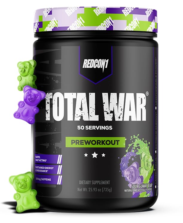 REDCON1 Total War Pre Workout Powder, Blue Lemonade - Beta Alanine + Citrulline Malate Keto Friendly Preworkout for Men & Women with 320mg of Caffeine - Fast Acting (30 Servings) Nirvana Guru