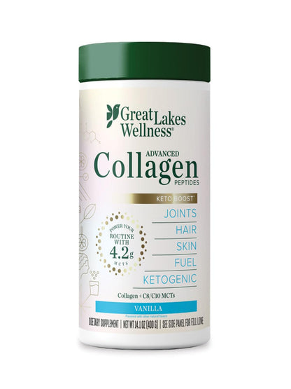 Great Lakes Wellness Collagen Peptides Powder for Skin, Hair, Nails, Joints & Digestion - Unflavored - Quick Dissolve Hydrolyzed, Non-GMO, Keto, Kosher - 16oz