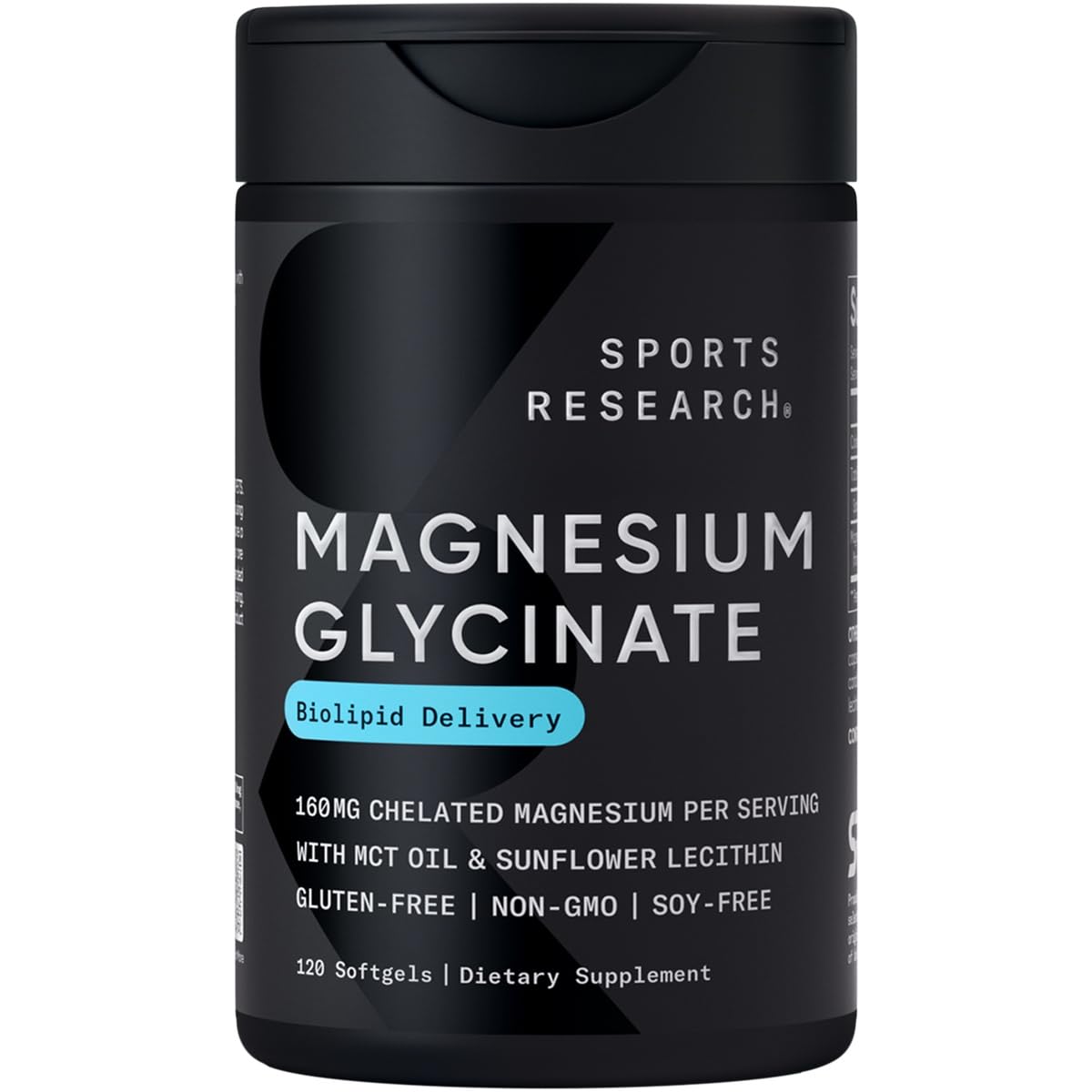 Sports Research® Magnesium Glycinate - Supports Restful Sleep & Enzymatic Processes - 160 mg Chelated Magnesium - Vegan Capsule - 90 Count - Nirvana Guru