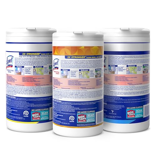 Lysol Disinfectant Wipes Bundle, Multi-Surface Cleaning Wipes, For Disinfecting & Cleaning, contains Lemon & Lime Blossom, Crisp Linen, & Mango & Hibiscus, 3x80 ct, (240 ct Total)