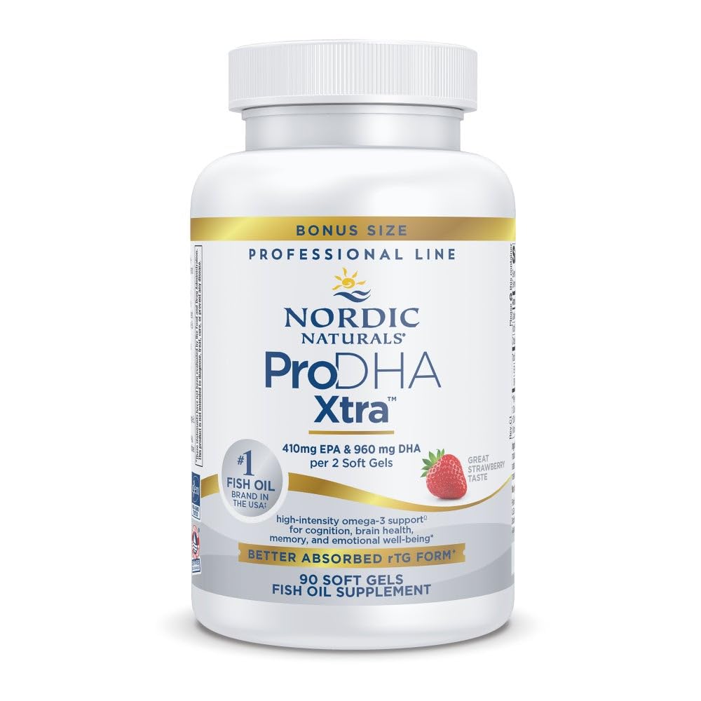 Nordic Naturals ProDHA 1000, Strawberry - 120 Soft Gels - 1660 mg Omega-3 - High-Intensity DHA Formula for Neurological Health, Mood & Memory - Non-GMO - 60 Servings - Nirvana Guru