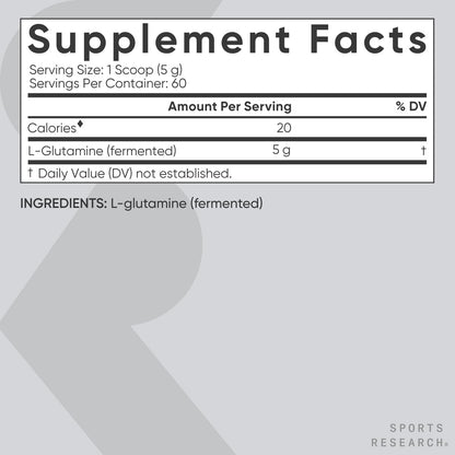 Sports Research L-Glutamine - Workout Recovery, Immune Health & Gut Health Support - 5 G Per Serving - 17.64 Oz - Nirvana Guru