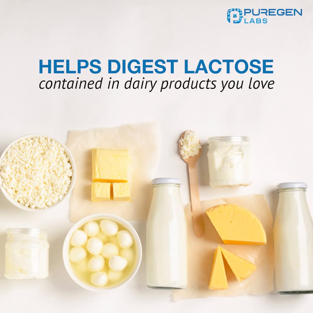 Puregen Labs Dairy Relief Fast Acting Lactase Enzyme 9000 FCC, Lactose Intolerance Pills 360 Tablets - Nirvana Guru