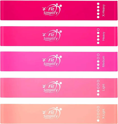 Fit Simplify Resistance Loop Exercise Bands with Instruction Guide and Carry Bag, Set of 5 Nirvana Guru