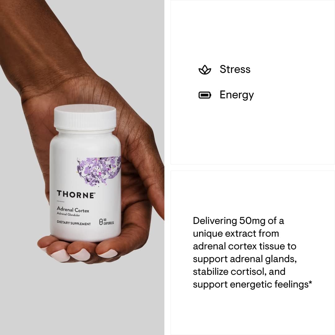 THORNE Adrenal Cortex - Supplement for Cortisol Management - Support Healthy Adrenal Gland Function, Immune System, Stress Management, Fatigue & Metabolism* - 60 Capsules - Nirvana Guru