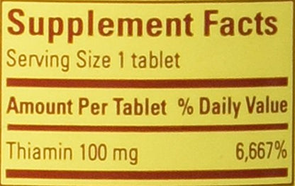 Nature Made Vitamin B1 100 mg, Dietary Supplement for Energy Metabolism Support, 100 Tablets, 100 Day Supply - Nirvana Guru