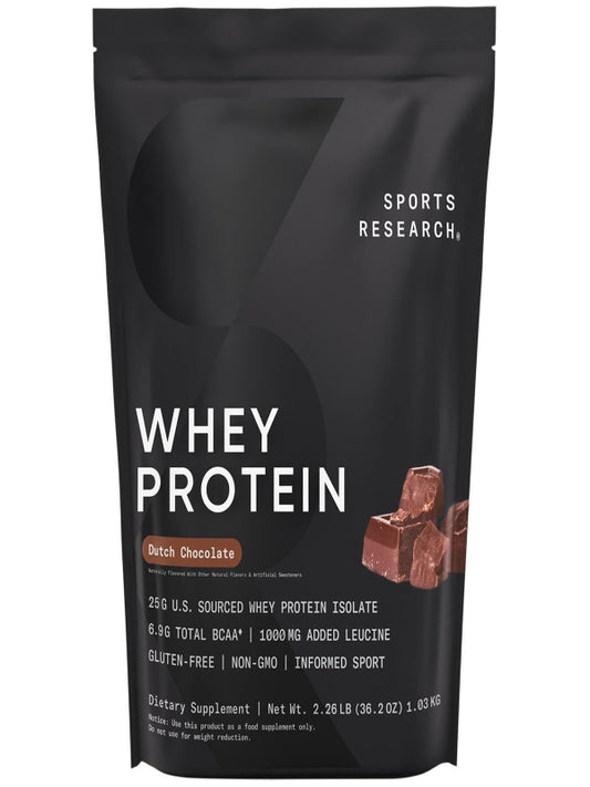 Sports Research Whey Protein - Sports Nutrition Whey Isolate Protein Powder for Lean Muscle Building & Workout Recovery - 5 lb Bag Bulk Protein Powder 25g per Serving - Dutch Chocolate, 56 Servings - Nirvana Guru