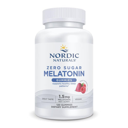Nordic Naturals Zero Sugar Melatonin Gummies, Raspberry - 120 Gummies - 1.5 mg Melatonin - Great Taste - Restful Sleep, Antioxidant Support - Non-GMO, Vegan - 120 Servings - Nirvana Guru
