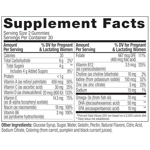 OLLY Prenatal Multivitamin Gummy, Supports Healthy Growth and Brain Development, Folic Acid, Vitamin D, Omega 3 DHA, Chewable Supplement, Citrus Berry Flavor, 30 Day Supply - 60 Count