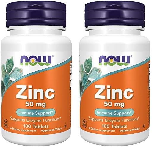 NOW Foods Supplements, Zinc (Zinc Gluconate) 50 mg, Supports Enzyme Functions*, Immune Support*, 100 Tablets - Nirvana Guru