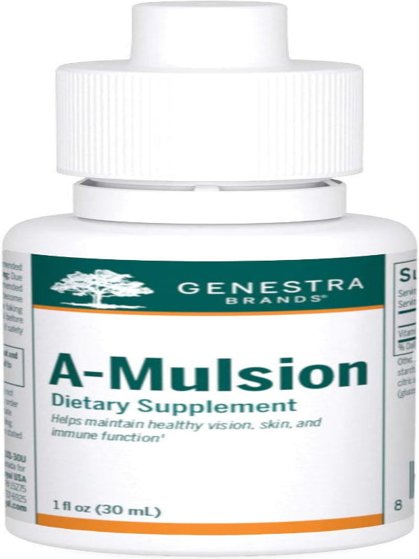 Genestra Brands A-Mulsion | Vitamin A Liquid to Support Immune System, Skin, Vision, Bones, and Teeth* | 1 Fl Oz | Citrus Flavor - Nirvana Guru