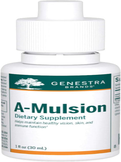 Genestra Brands A-Mulsion | Vitamin A Liquid to Support Immune System, Skin, Vision, Bones, and Teeth* | 1 Fl Oz | Citrus Flavor - Nirvana Guru
