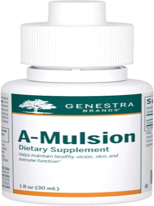 Genestra Brands A-Mulsion | Vitamin A Liquid to Support Immune System, Skin, Vision, Bones, and Teeth* | 1 Fl Oz | Citrus Flavor - Nirvana Guru