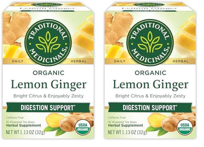 Traditional Medicinals Tea, Organic Ginger, Healthy Digestion, Pleasantly Spicy & Warming, 16 Tea Bags - Nirvana Guru