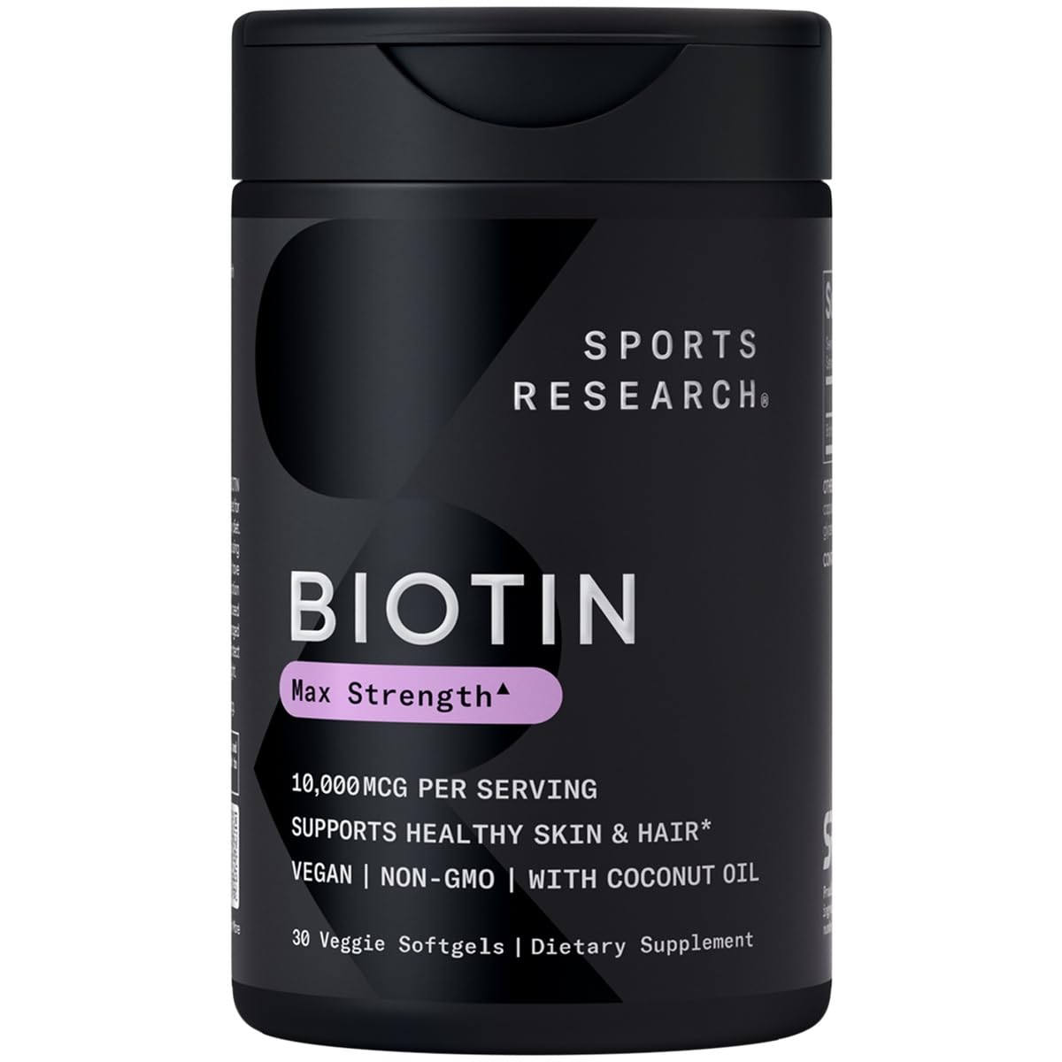 Sports Research Extra Strength Vegan Biotin (Vitamin B) Supplement with Organic Coconut Oil - Supports Keratin for Healthier Hair & Skin - Great for Women & Men - 5,000mcg, 120 Veggie Softgel Capsules - Nirvana Guru