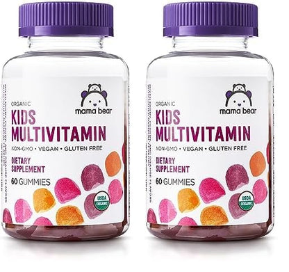 Amazon Brand - Mama Bear Organic Kids Multivitamin, 60 Gummies, 1 Month Supply (Packaging May Vary), Berry, Cherry & Orange Nirvana Guru