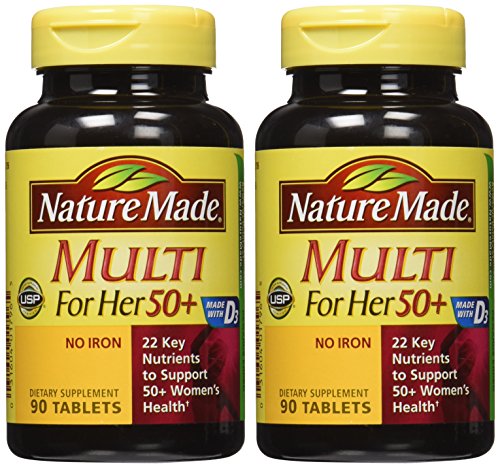 Nature Made Multivitamin For Her 50+ with No Iron, Womens Multivitamin for Daily Nutritional Support, Multivitamin for Women, 90 Tablets, 90 Day Supply - Nirvana Guru