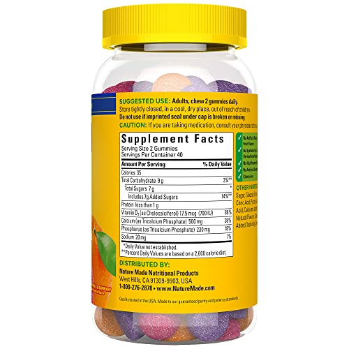 Nature Made Calcium Gummies 500 mg Per Serving with Vitamin D3, Dietary Supplement for Bone Support, 80 Gummies, 40 Day Supply Nirvana Guru
