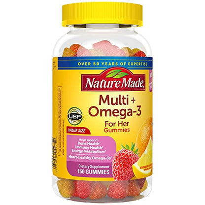 Nature Made Womens Multivitamin with Omega-3, Multivitamin for Women for Daily Nutritional Support, 150 Gummies, 75 Day Supply - Nirvana Guru
