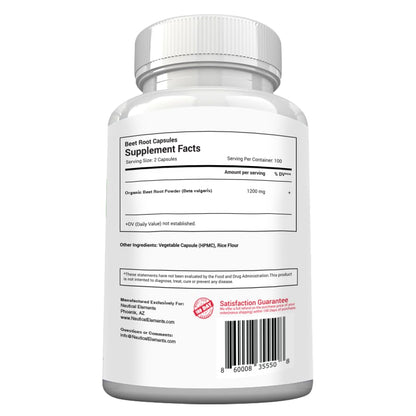 Beet Root Capsules - 1200mg Per Serving - 120 Beet Root Powder Capsules - Beetroot Powder Supports Blood Pressure, Athletic Performance, Digestive, Immune System (Pure, Non-GMO & Gluten Free
