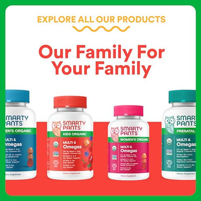 SmartyPants Organic Kids Multivitamin Gummies: Probiotics, Omega 3 (ALA), Vitamin D3, C, Vitamin B12, B6, A, K & Zinc for Immune Support, Biotin, Three Fruit Flavors, 120 Count (30 Day Supply) Nirvana Guru